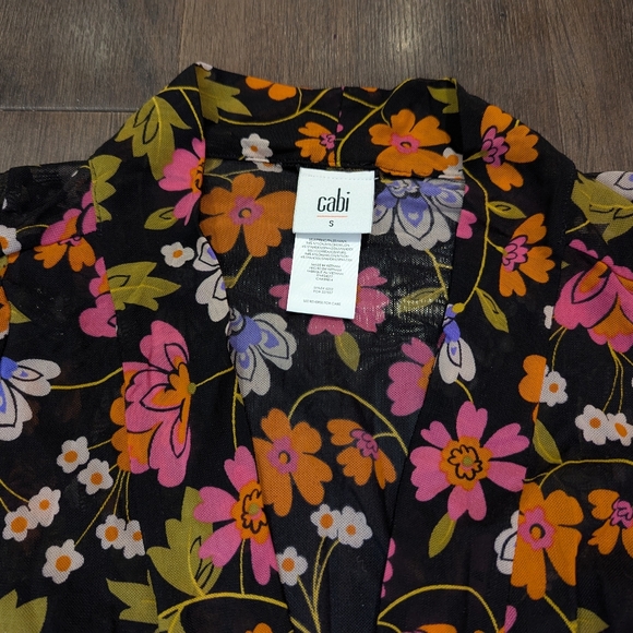 Cabi S black floral long sleeve open dress / robe - Picture 5 of 5
